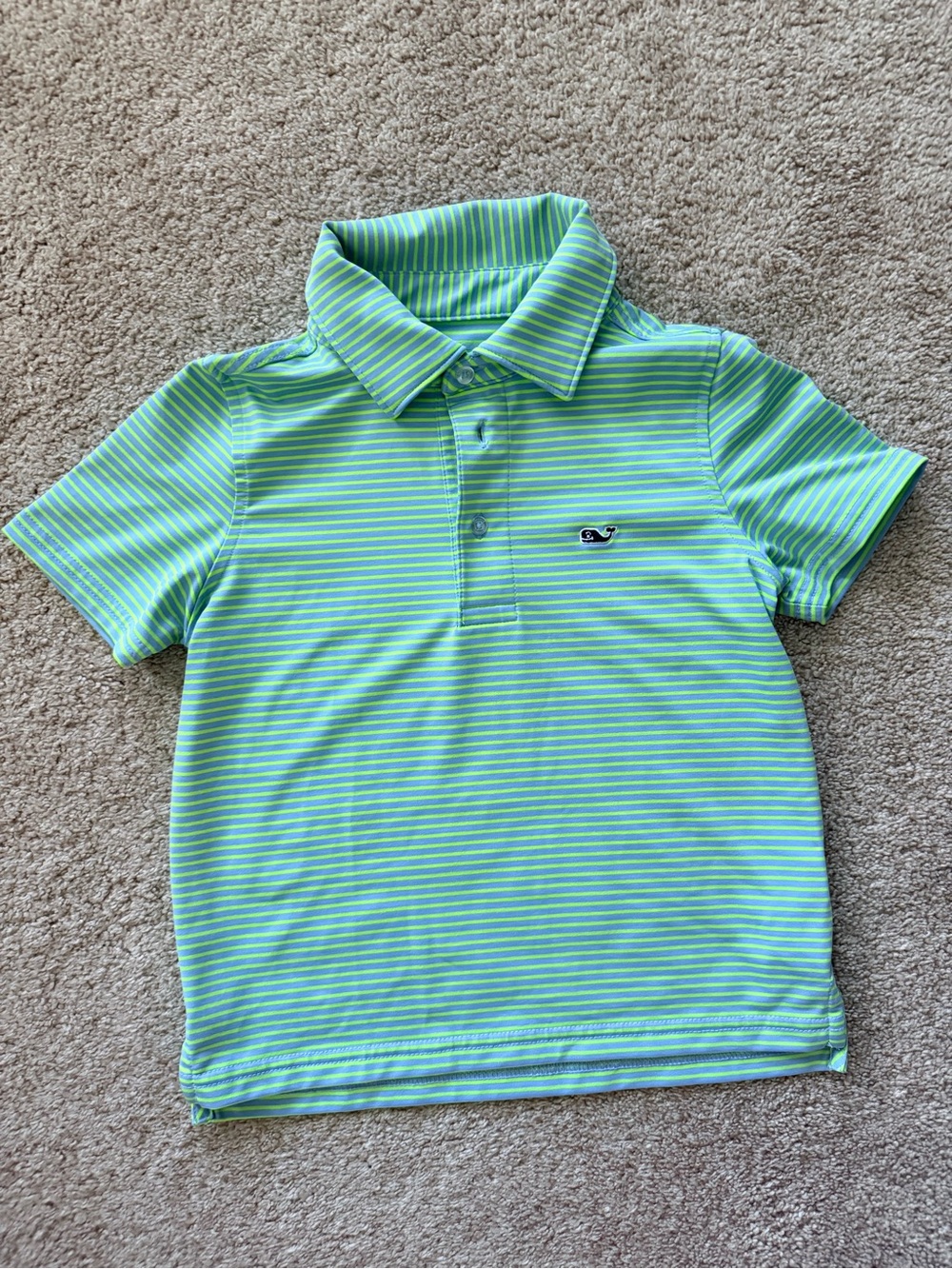 Vineyard Vines Boys' Light Green & White Striped Polo